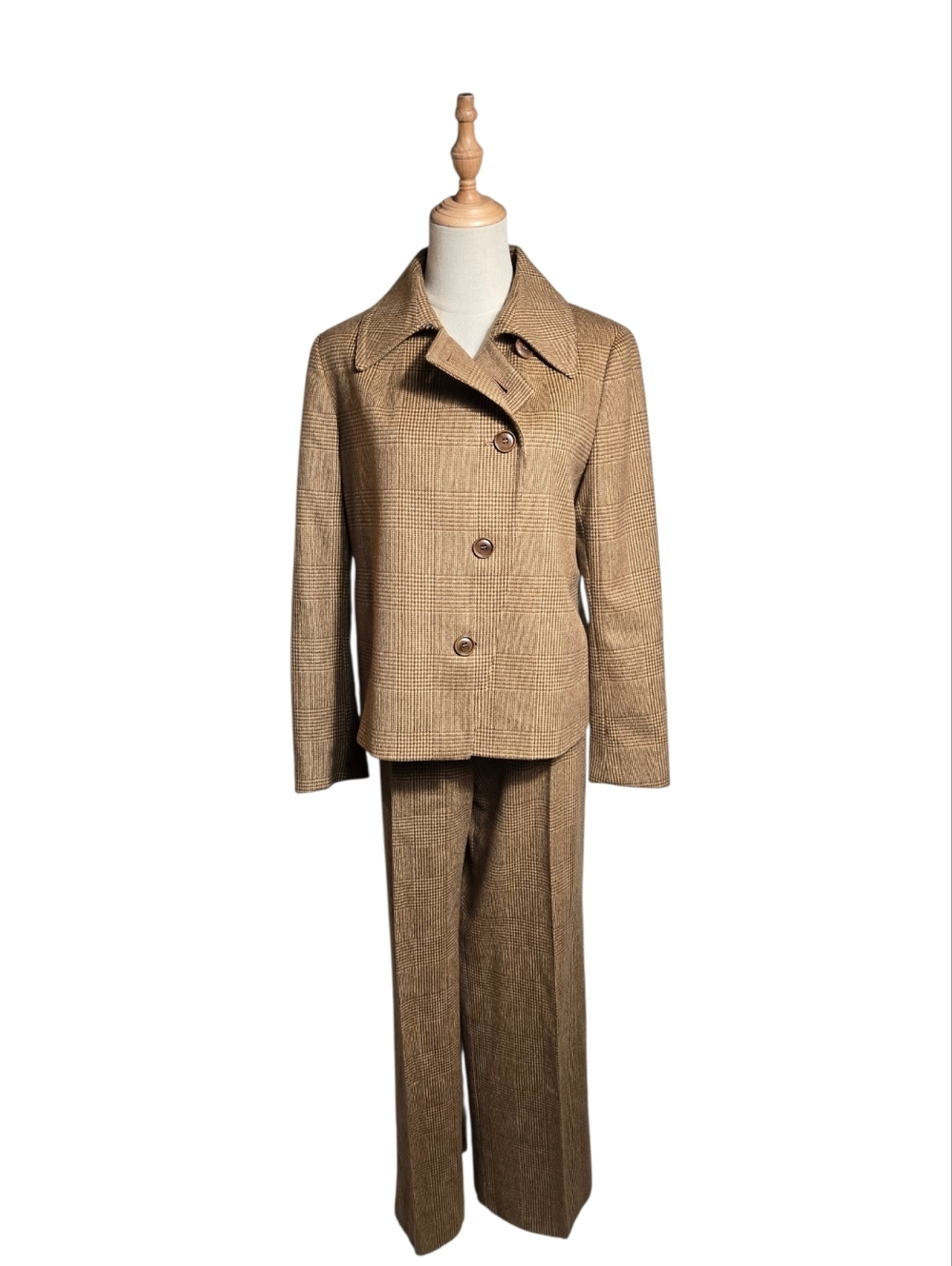 MaxMara Camel Brown Tweed Angora Wool Pants Suit